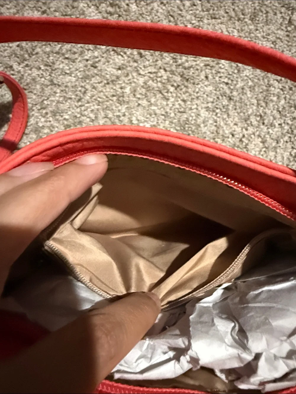 Nine West Bright Coral Crossbody Bag with Front Buckle